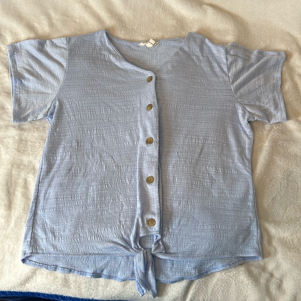Baby blue button down blouse
